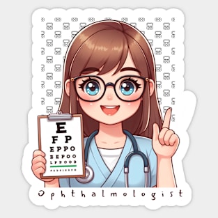Cute Ophthalmologist lady,brafdesign Sticker